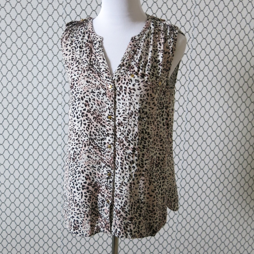 Daniel Rainn Multi Color Animal Print Sleeveless Top Blouse - Size Small